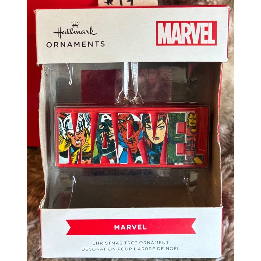 Hallmark Marvel Ornament Red Logo Comic Book Art Superhero Christmas Gift Decor